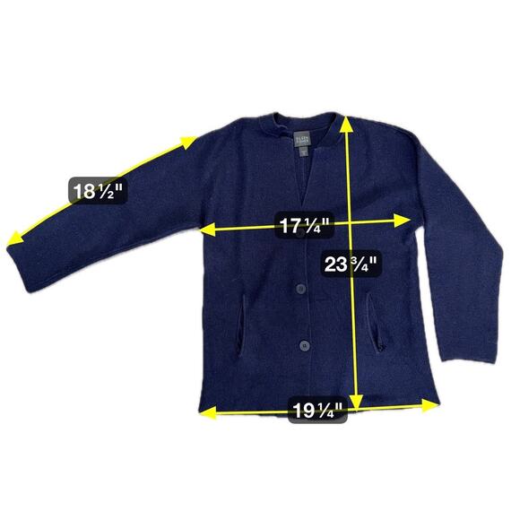 Eileen Fisher Navy Silk and Cotton Button Knit Cardigan Sz M Petite MSRP $298 - Picture 6 of 6